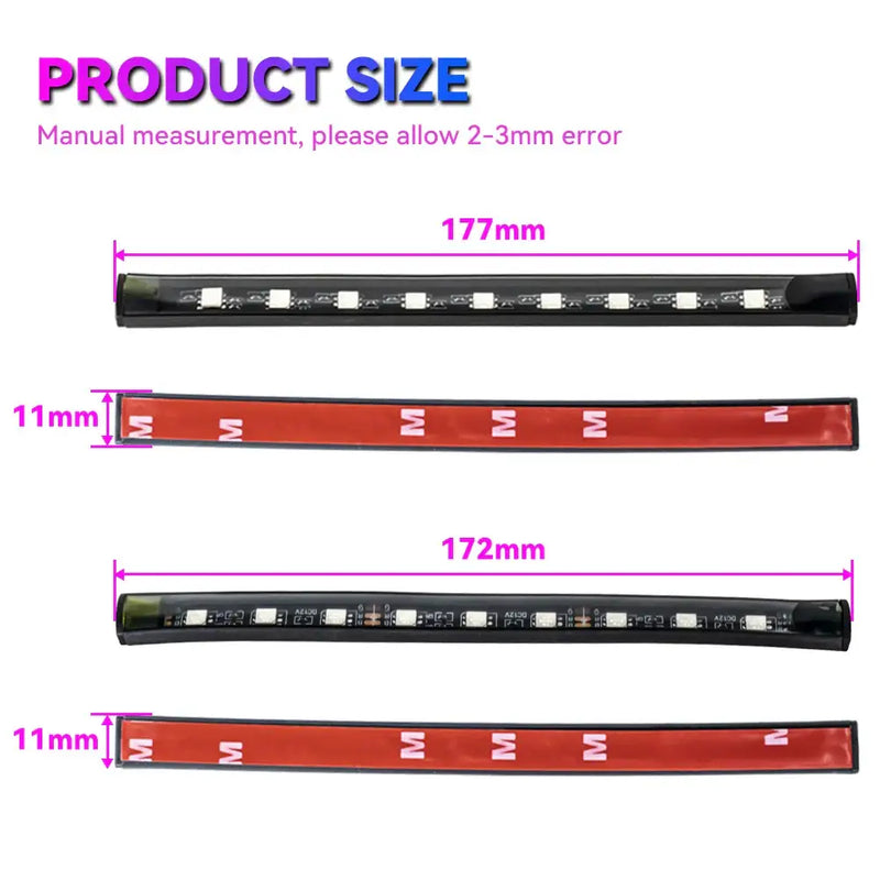 LED light strips with measurements for NoEnName Atmosphere Lamp enhancing car light control