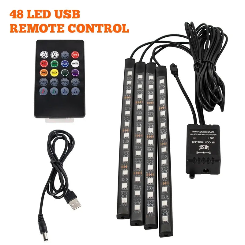 LED light strips with remote control and USB power for NoEnName Atmosphere Lamp car light strip