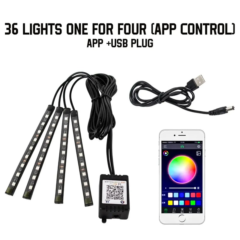 LED light strips with app control for customizable car lighting effects and voice control car