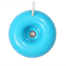 Bright blue circular yo-yo with white string for Robovacs Humidification Method