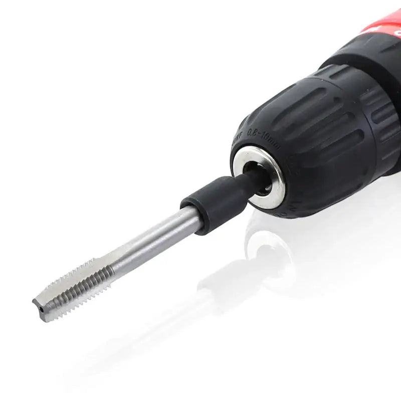 Power drill with RUITOOL Carbon Steel Tap Die Socket and screw bit attachment