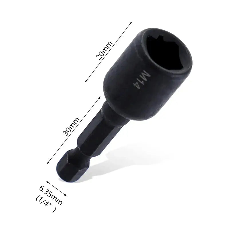 Black hexagonal RUITOOL Carbon Steel tap die socket with labeled dimensions for precision