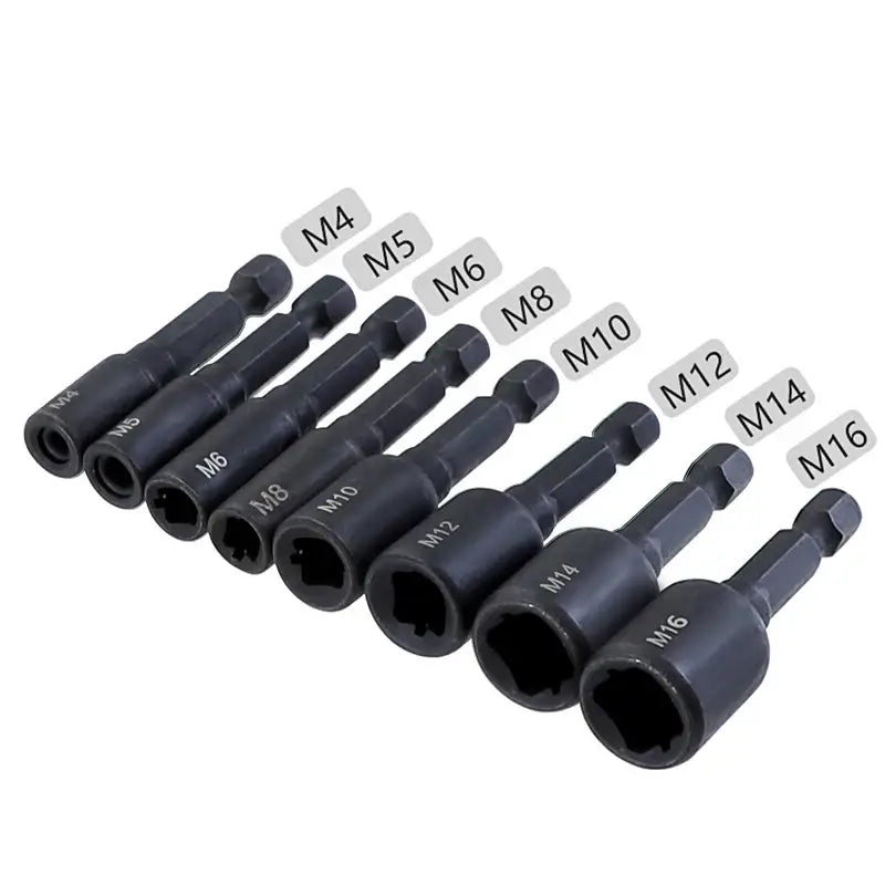 Set of metric nut driver bits for RUITOOL Carbon Steel Tap Die Socket M4 to M16 sizes