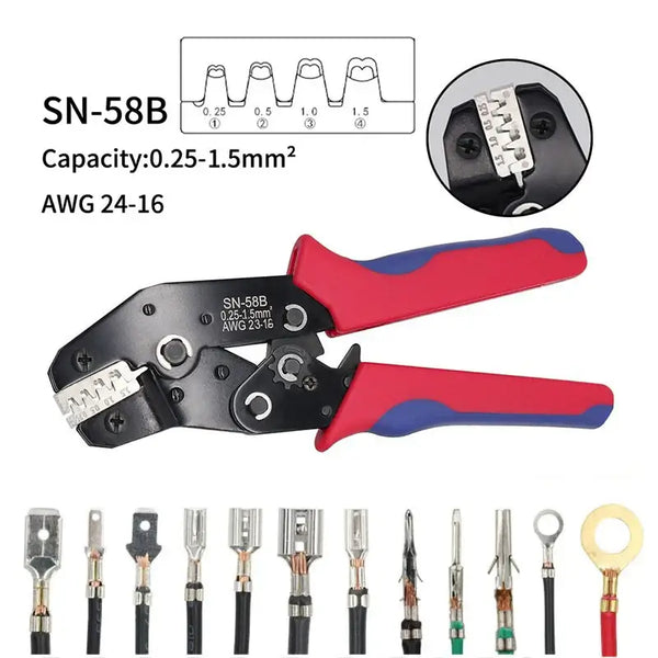 Crimping tool with red and blue handles for SANJIANG SN-58B Mainland China DIY supplies