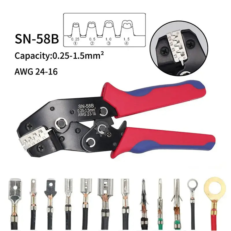 Crimping tool with red and blue handles for SANJIANG SN-58B Mainland China DIY supplies