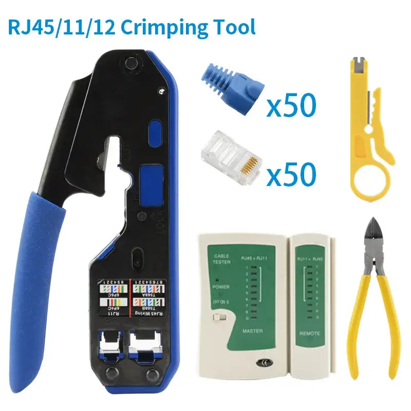 Crimping tool with blue and black handle for Seven Floor Cable connectors from Mainland China