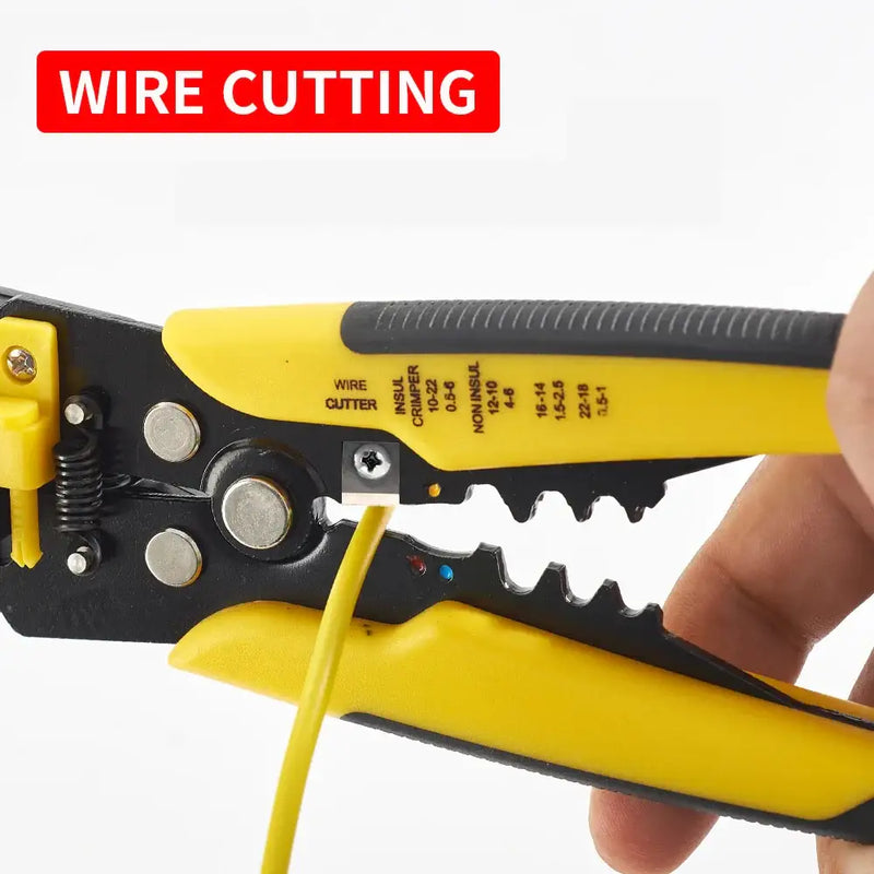 Wire stripping and cutting tool with yellow handles from Seven Floor DIY Supplies