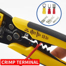 Wire stripper and crimping tool with yellow and black handles from Seven Floor DIY Supplies