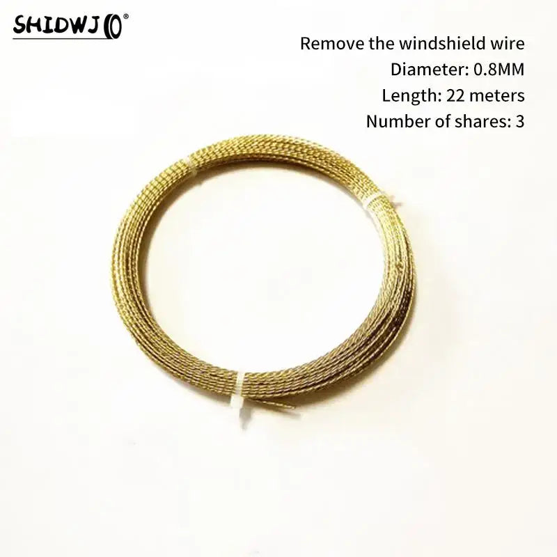 Coiled golden windshield wire with specifications for SHIDWJ 22m car windshield removal tool