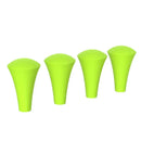 Four bright green silicone caps for X-Grip holder phone accessories arranged in a row