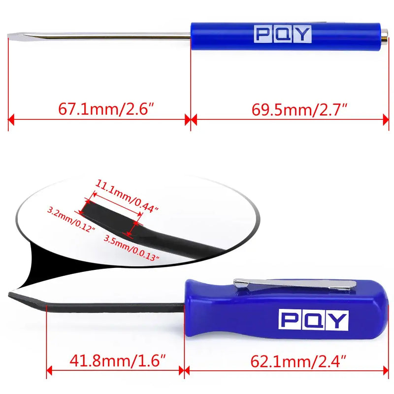 Precision screwdriver with blue handle and PQY branding in Slotted Head Magnetic Screwdriver Kit