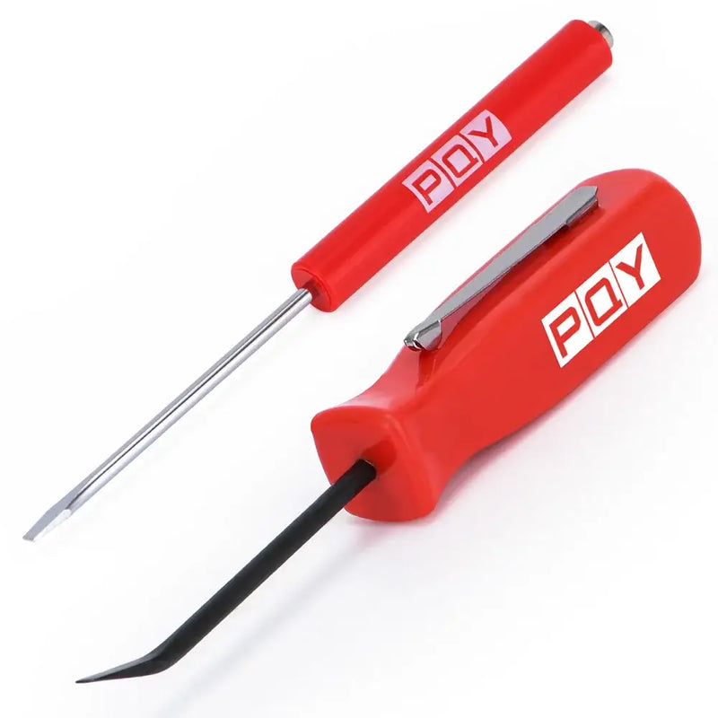 Red screwdrivers with PDY branding in Slotted Head Magnetic Screwdriver and Pry Bar Kit