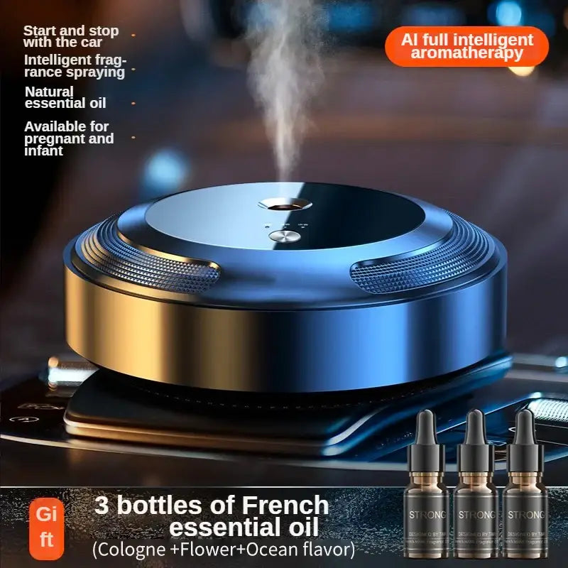 Sleek metallic Smart Car Aroma Diffuser for a refreshing driving experience