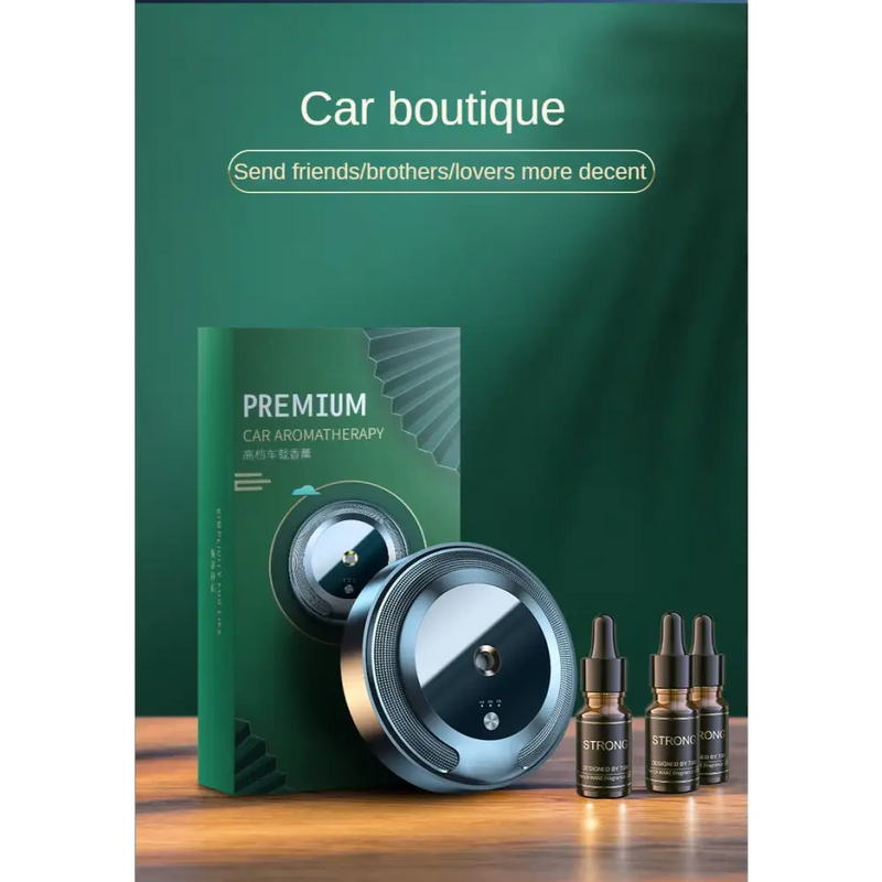 Premium Smart Car Aroma Diffuser set with essential oils and circular diffusers