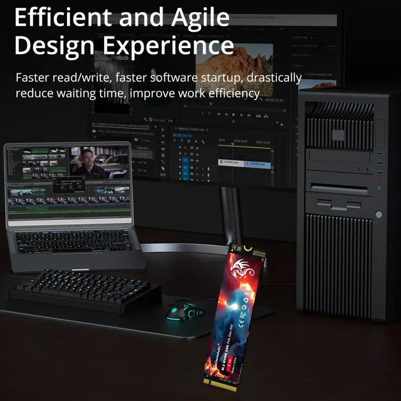 High-performance workstation featuring SomnAmbuList M.2 SSD with 4KB random read performance