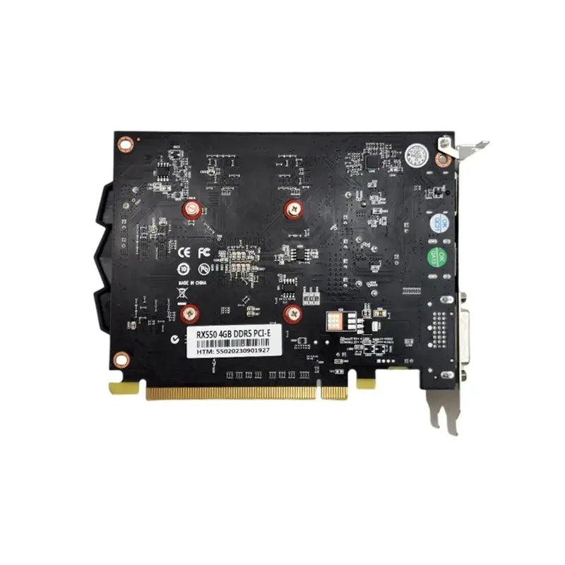 Soyo graphics card showcasing AMD GPU Radeon RX 550 circuit board and components