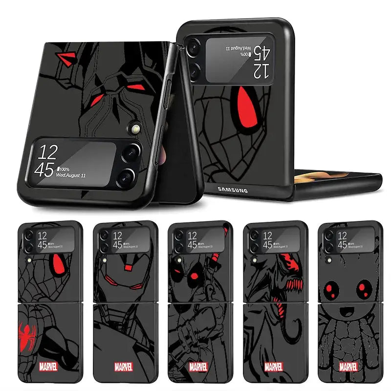 Foldable smartphone with Spider Man Iron Man Venom art case for Samsung Galaxy Z Flip