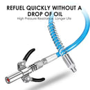 Fuel nozzle with blue coiled hose for Stainless Steel Grease Gun in car repair usage