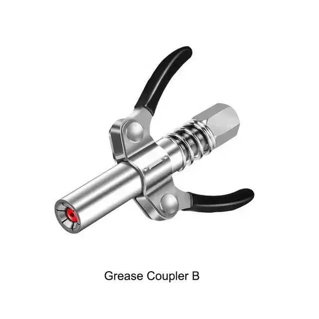 Metallic grease coupler with black handle for Stainless Steel Grease Gun in car repair