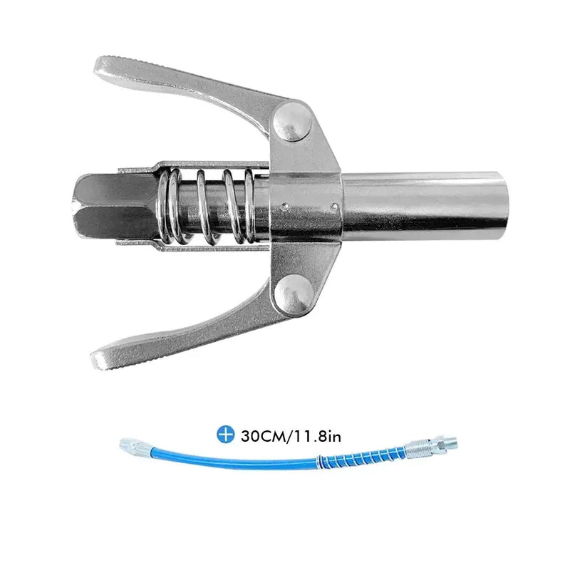 Metallic corkscrew with spring mechanism and lever arms for Stainless Steel Grease Gun