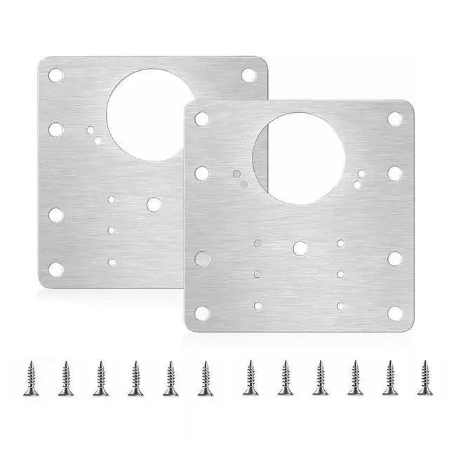 Metal mounting plates with cutouts and screws for NoEnName Null Hinge Repair Plate 90mm