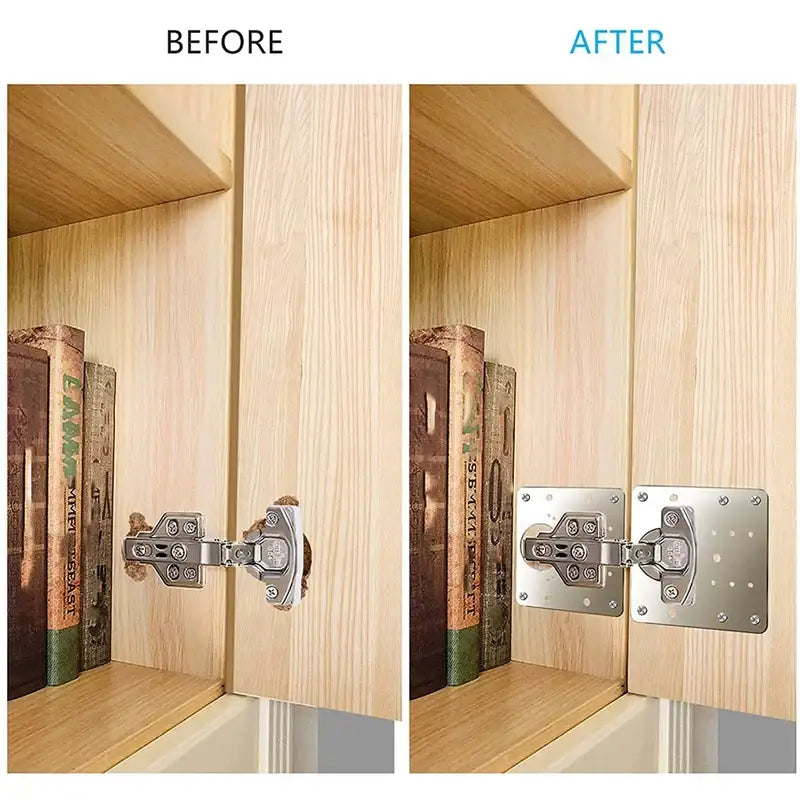 Cabinet hinge before and after comparison with NoEnName Null Hinge Repair Plate 90mm