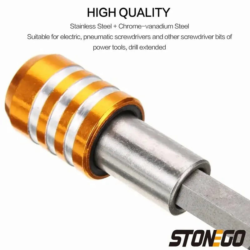 Screwdriver bit with gold and silver shaft for Stonego Quick Hex Shank Tools