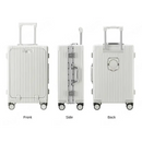 Elegant Multifunctional Rolling Luggage with Aluminum Frame, featuring a white ribbed design