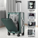 Green metallic suitcase of Elegant Multifunctional Rolling Luggage with Aluminum Frame
