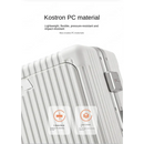 White ribbed hardshell suitcase with lock in Elegant Multifunctional Rolling Luggage