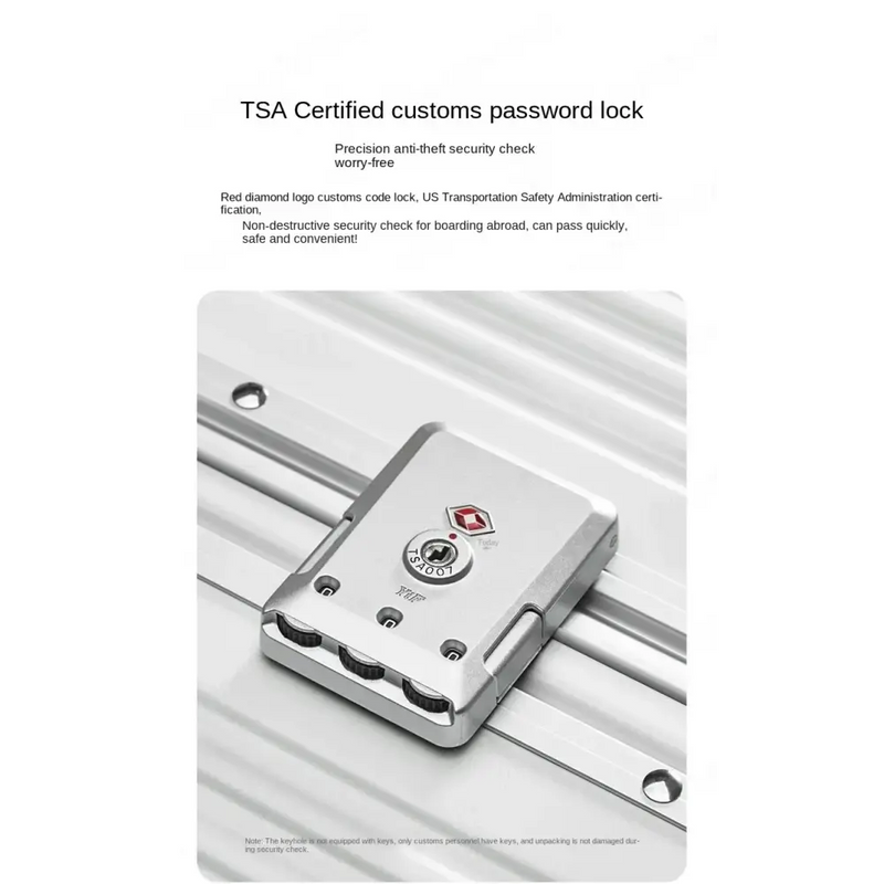 TSA-certified customs password lock on Elegant Multifunctional Rolling Luggage with Aluminum Frame