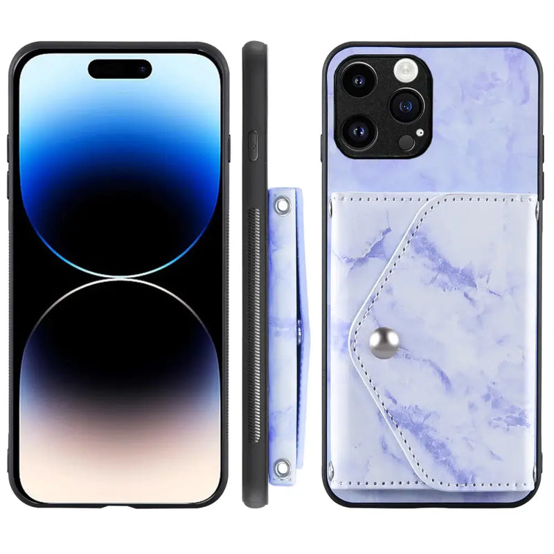 Stylish Phone Case for Apple iPhone 15 Pro Max featuring a marble pattern and camera lenses