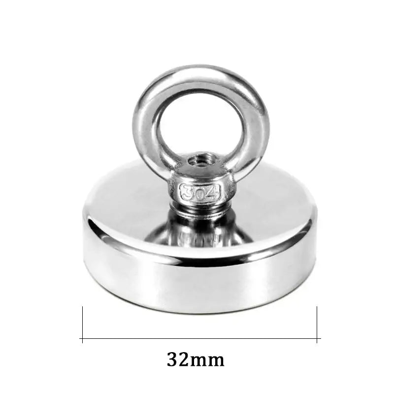 Metallic circular neodymium industrial magnet with eyebolt for strong neodymium fishing