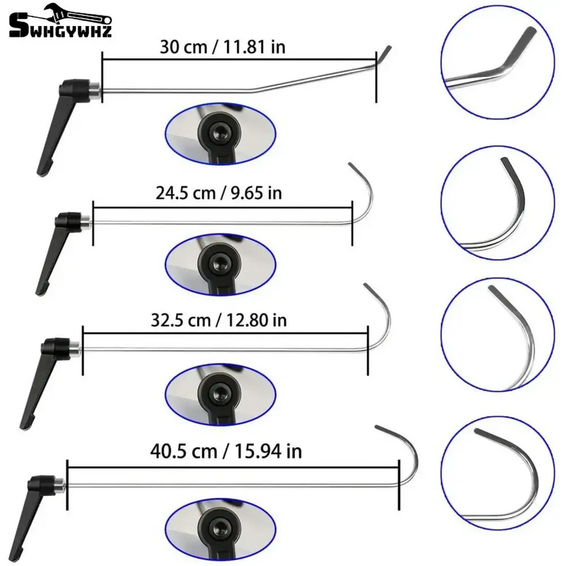 Set of four metal snake hooks for paintless dent repair in SWHGYWHZ Tools Kit