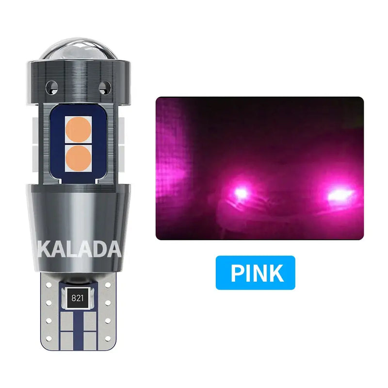 KALADA T10 LED Dome Light bulb with pink illumination example for versatile lighting options