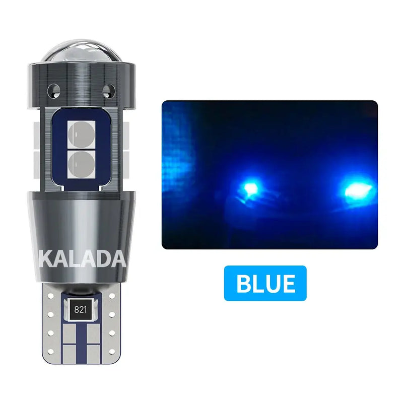 LED Car Light Bulb KALADA with blue illumination in T10 LED Dome Light 6000K White