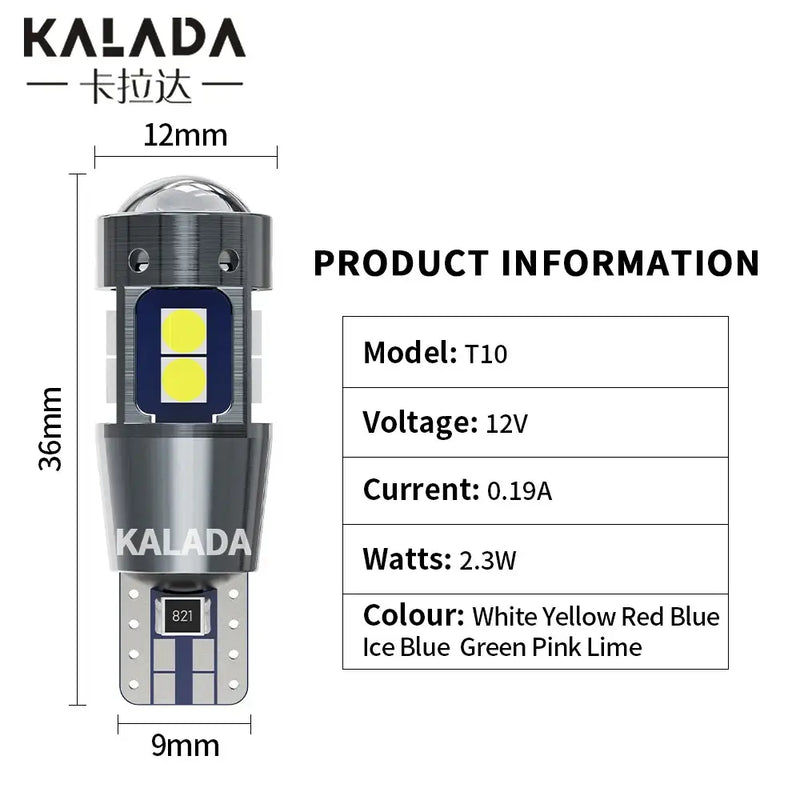 T10 LED Dome Light product specifications including 6000K White color option displayed