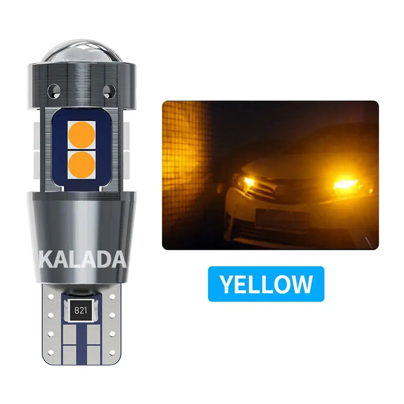 KALADA LED car light bulb showcasing yellow illumination for T10 LED dome light