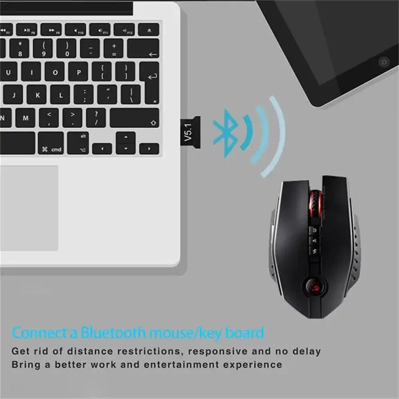 Wireless mouse with buttons and Bluetooth symbol for TelDaykemei Adapter Transmitter Receiver