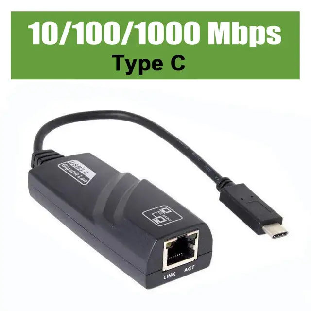 USB Type-C to Ethernet adapter by TelDaykemei Gigabit Ethernet with 10/100/1000Mbps speed