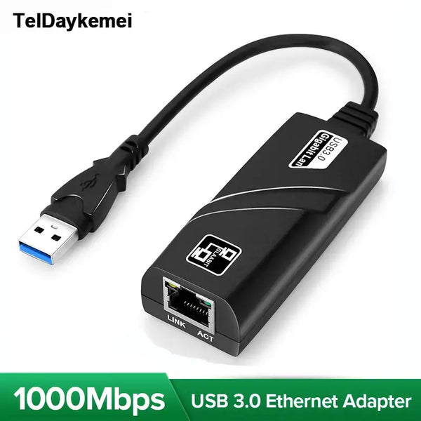 USB 3.0 to Ethernet adapter, TelDaykemei Gigabit Ethernet, 1000Mbps LAN transmission rate