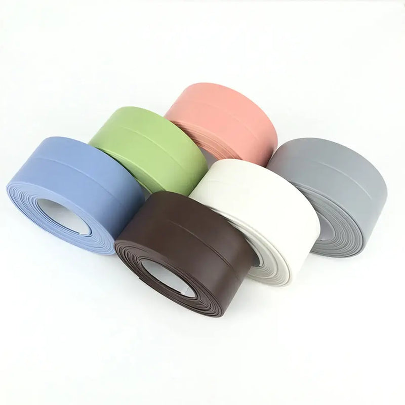 Rolls of colorful TFAAI self-adhesive bathroom tape for watertight sealing in pastel shades