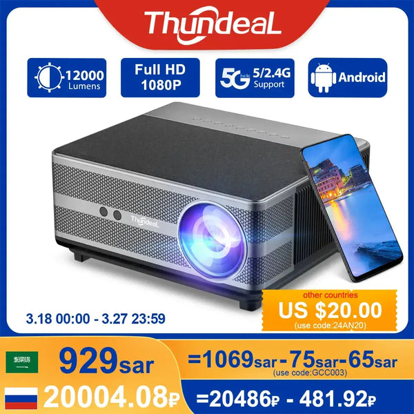 ThundeaL TD98 Projector with Auto Keystone Correction and 5G input output support