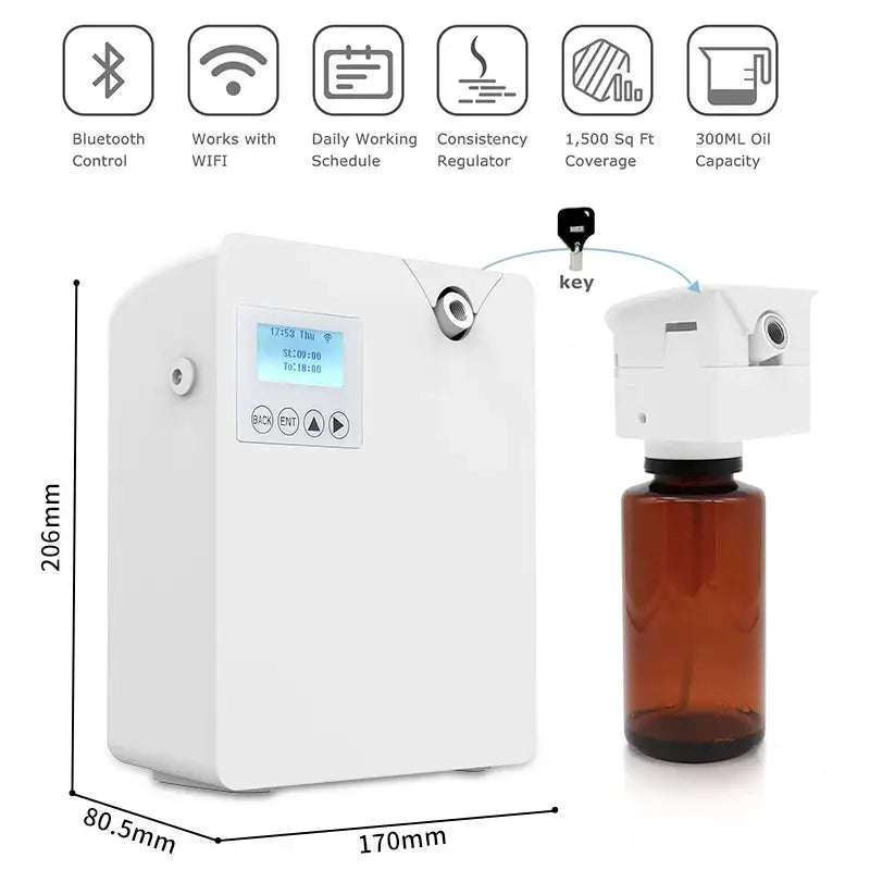 Compact Tinton Life Air Purifier with digital display, control buttons, and accessory bottle