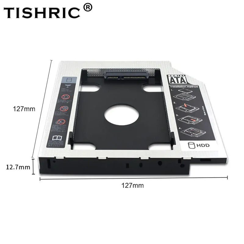 TISHRIC Aluminum External Hard Drive Case for replacing optical drives in laptops