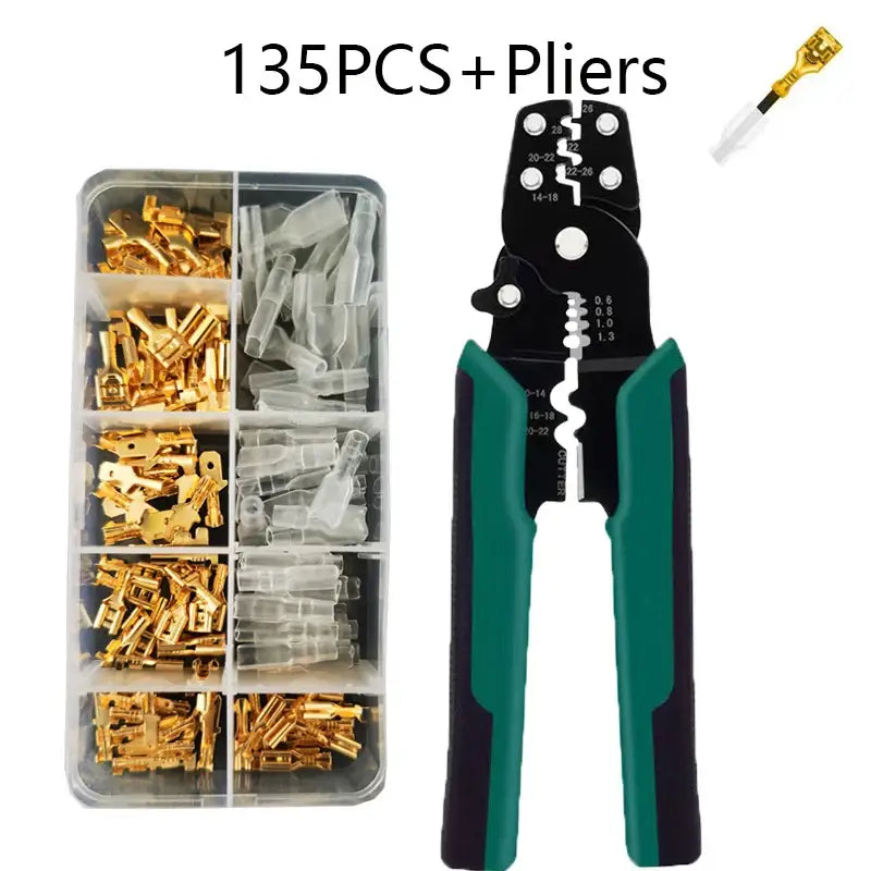 Wire crimping tool and connectors in case for Tongliao Multifunctional Plier, Carbon Steel