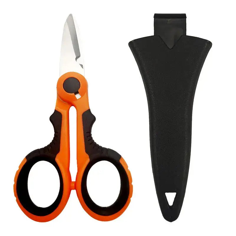 Orange and black scissors with sheath, part of TOTNEND DIY Supplies Carbon Steel tools