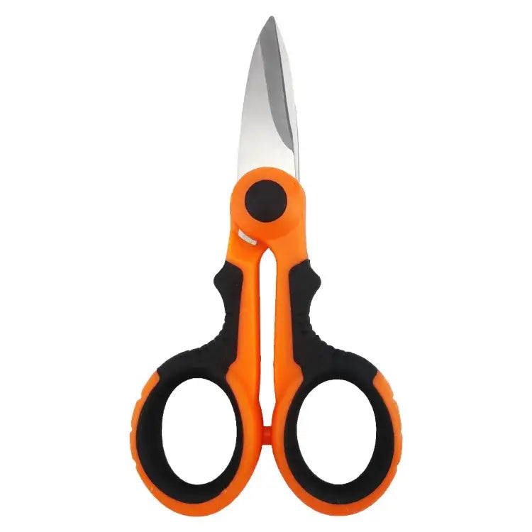 Orange and black scissors with pointed blade from Totnend DIY Supplies, Carbon Steel, Mainland China