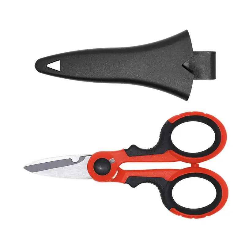 Pair of red and black carbon steel scissors from Totnend DIY Supplies, Mainland China