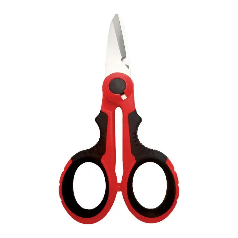 Red and black scissors with ergonomic handles and carbon steel blade from Totnend DIY Supplies